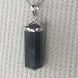 black tourmaline point pendant sterling silver