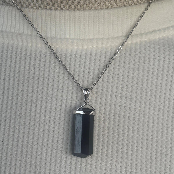 natural schorl tourmaline pendant