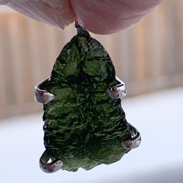 Moldavite Pendant Sterling Silver Authentic Natural
