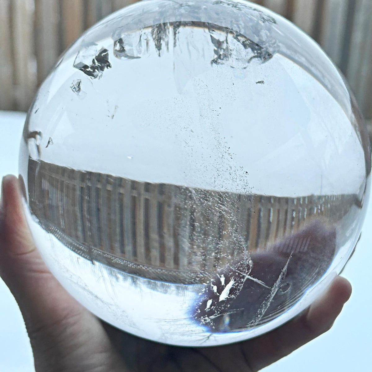 Natural quartz crystal ball for scrying and meditation