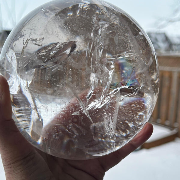 Natural quartz crystal ball for scrying