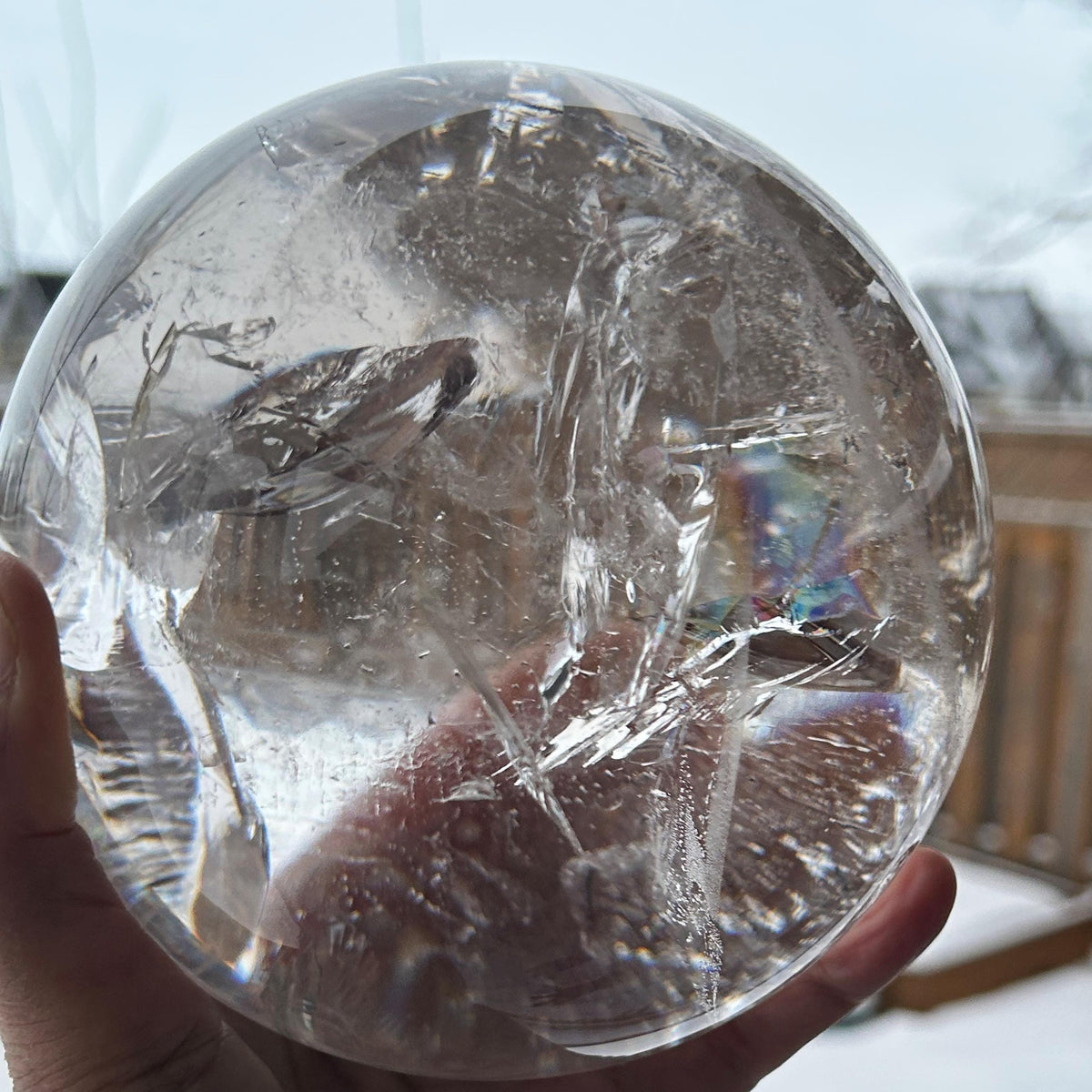 Natural quartz crystal ball for scrying
