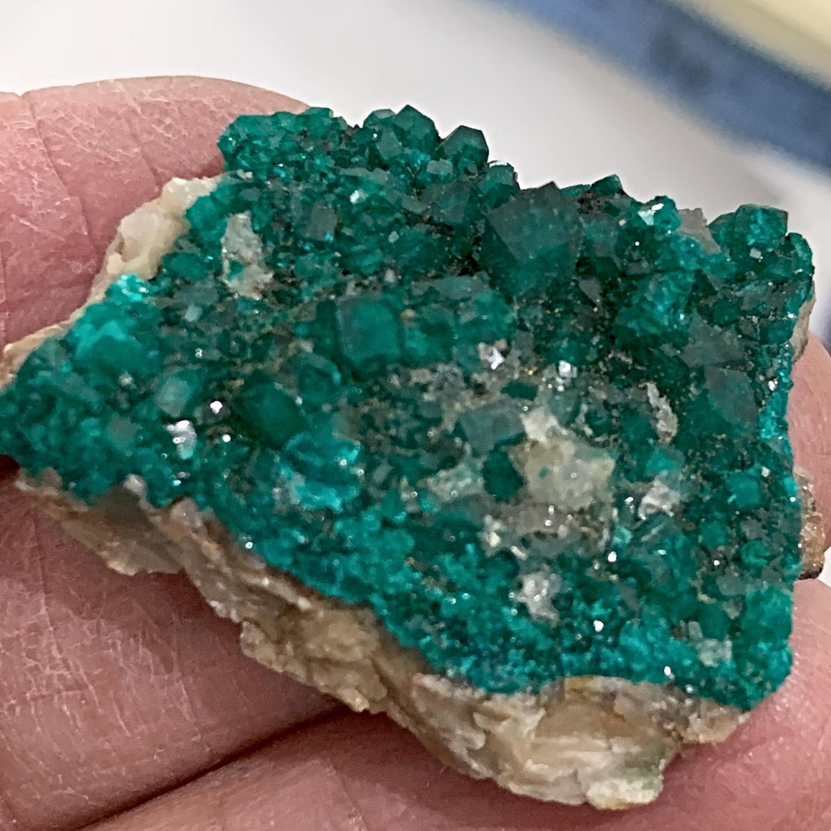 Rare green dioptase crystal