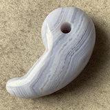 Blue Lace Agate Magatama Japanese Talisman Calm Energy