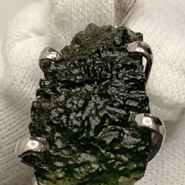 genuine moldavite pendant in sterling silver