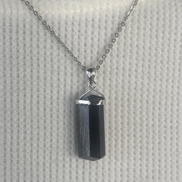 grounding crystal point necklace silver