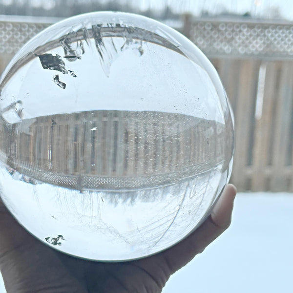 Collector grade clear quartz sphere mineral specimen