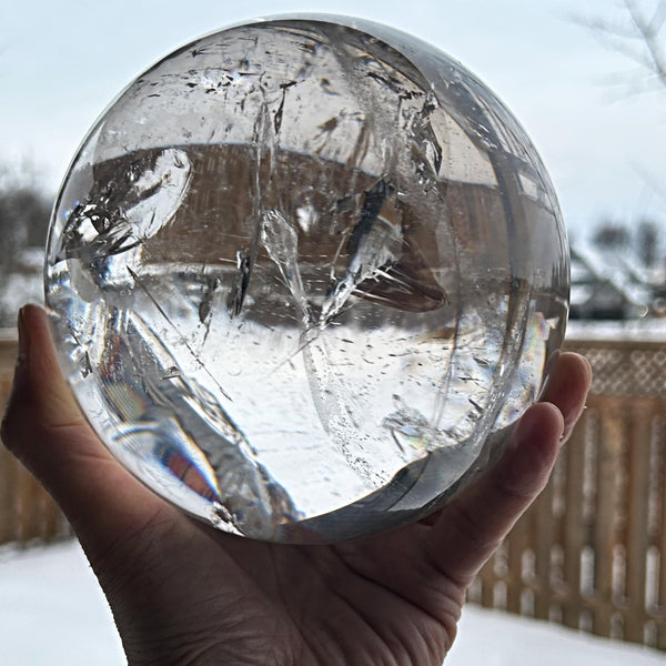 Natural quartz crystal ball for scrying