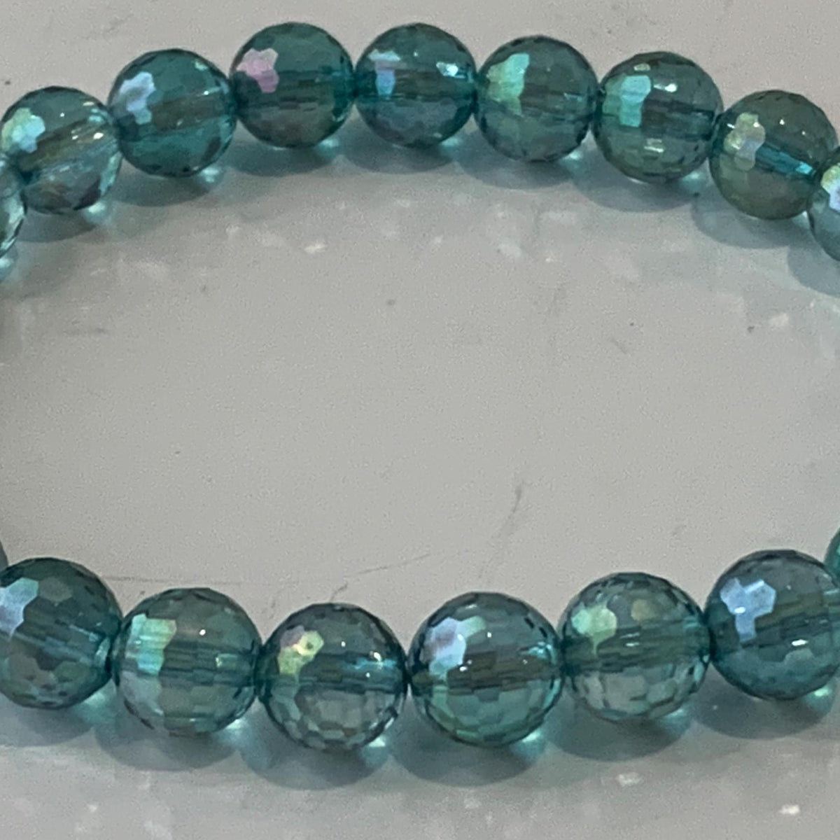Aqua Aura Bracelet 10mm Faceted Quartz 125 Micro Facets