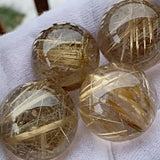 Rutilated Quartz Sphere | Golden Rutile Crystal Ball 25mm