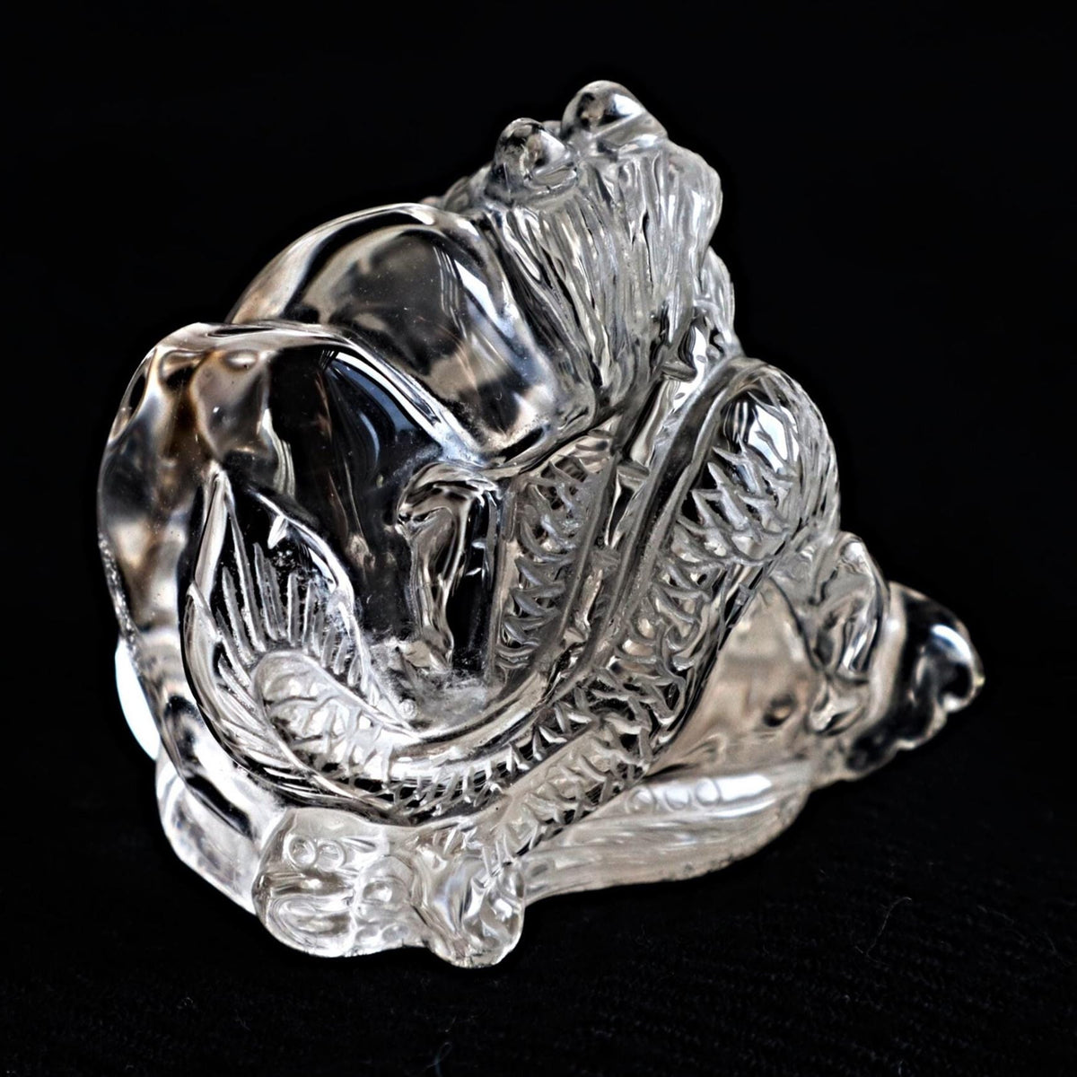 Hand Carved Clear Quartz Dragon: Feng Shui Decor Gift