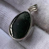 Polished moldavite cabochon teardrop crystal pendant
