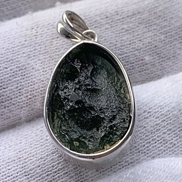 Authentic Czech moldavite pendant close up