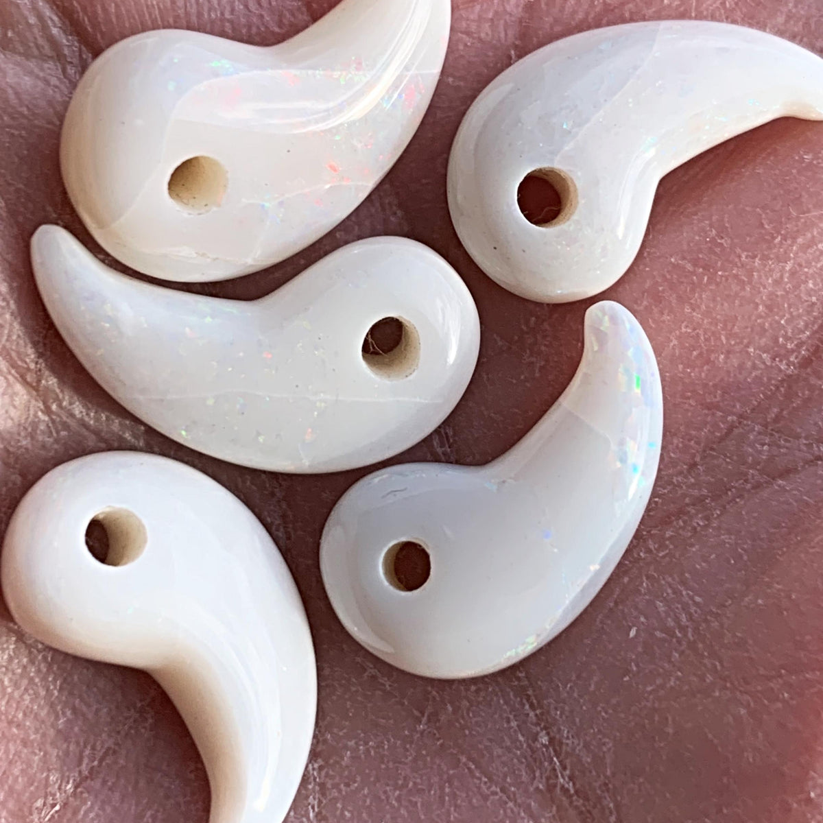Japanese magatama talisman made from Australian opal