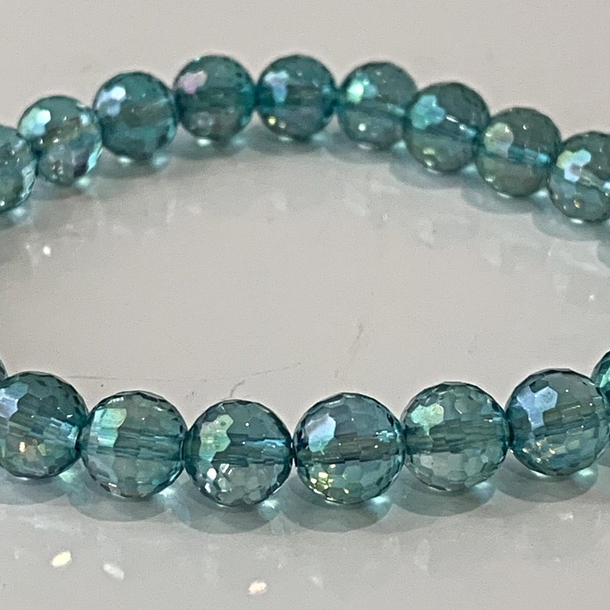 Aqua Aura Bracelet 10mm Faceted Quartz 125 Micro Facets