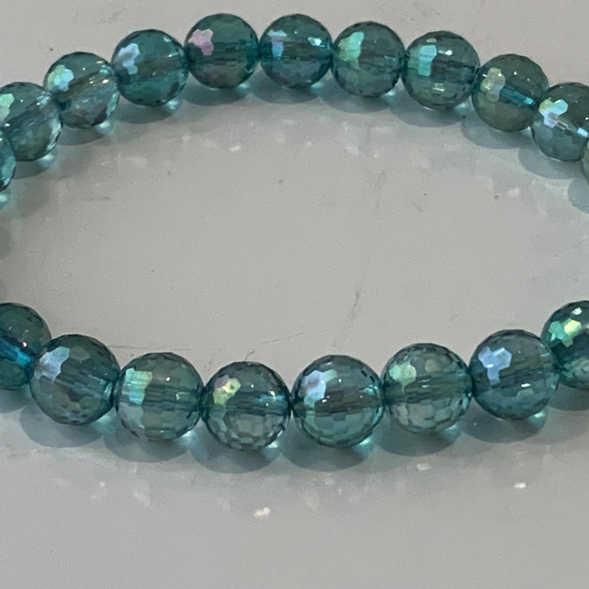 Aqua Aura Bracelet 10mm Faceted Quartz 125 Micro Facets