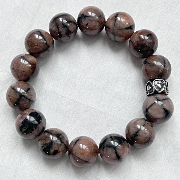 Chiastolite Bracelet 14mm Natural Cross Stone