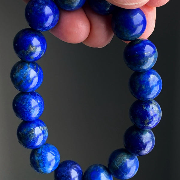 12mm lapis gemstone beads bracelet