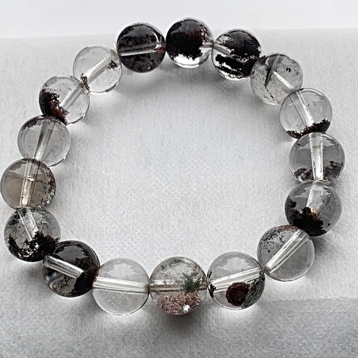 Clear quartz bracelet with phantom growth