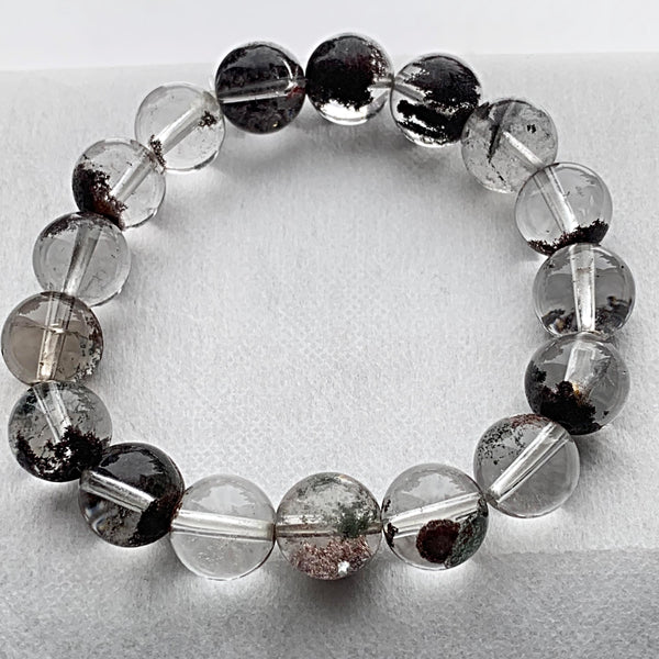 Clear quartz bracelet with phantom growth