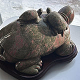 Hand carved unakite stone turtle with babies