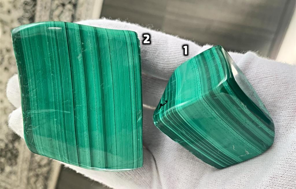 Banded malachite polished freeform