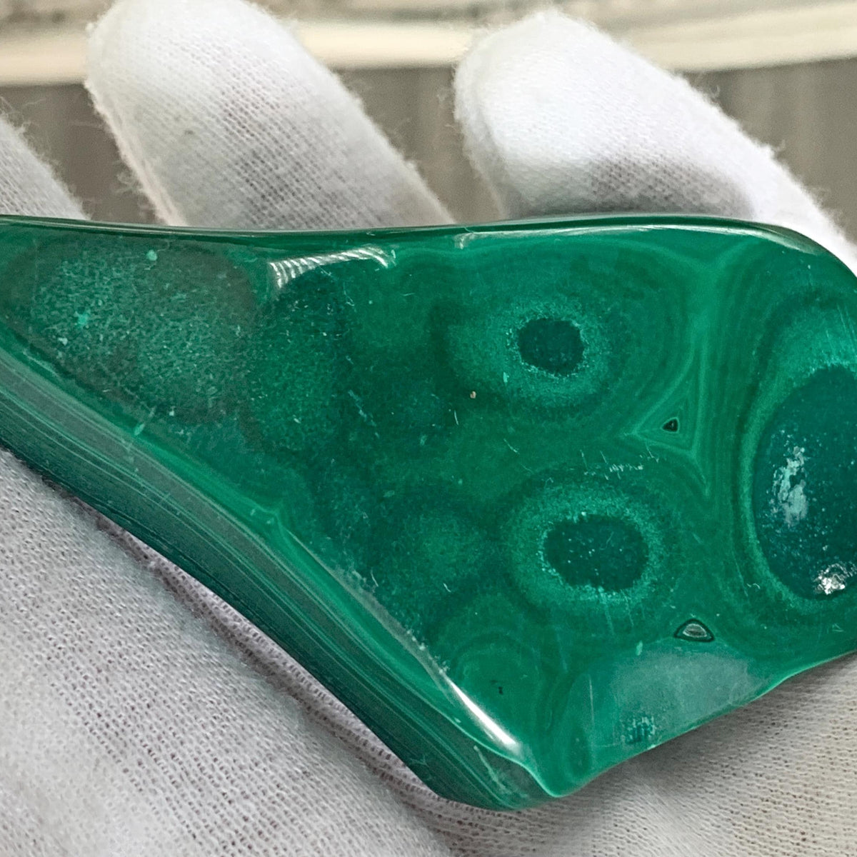 Banded green malachite stone