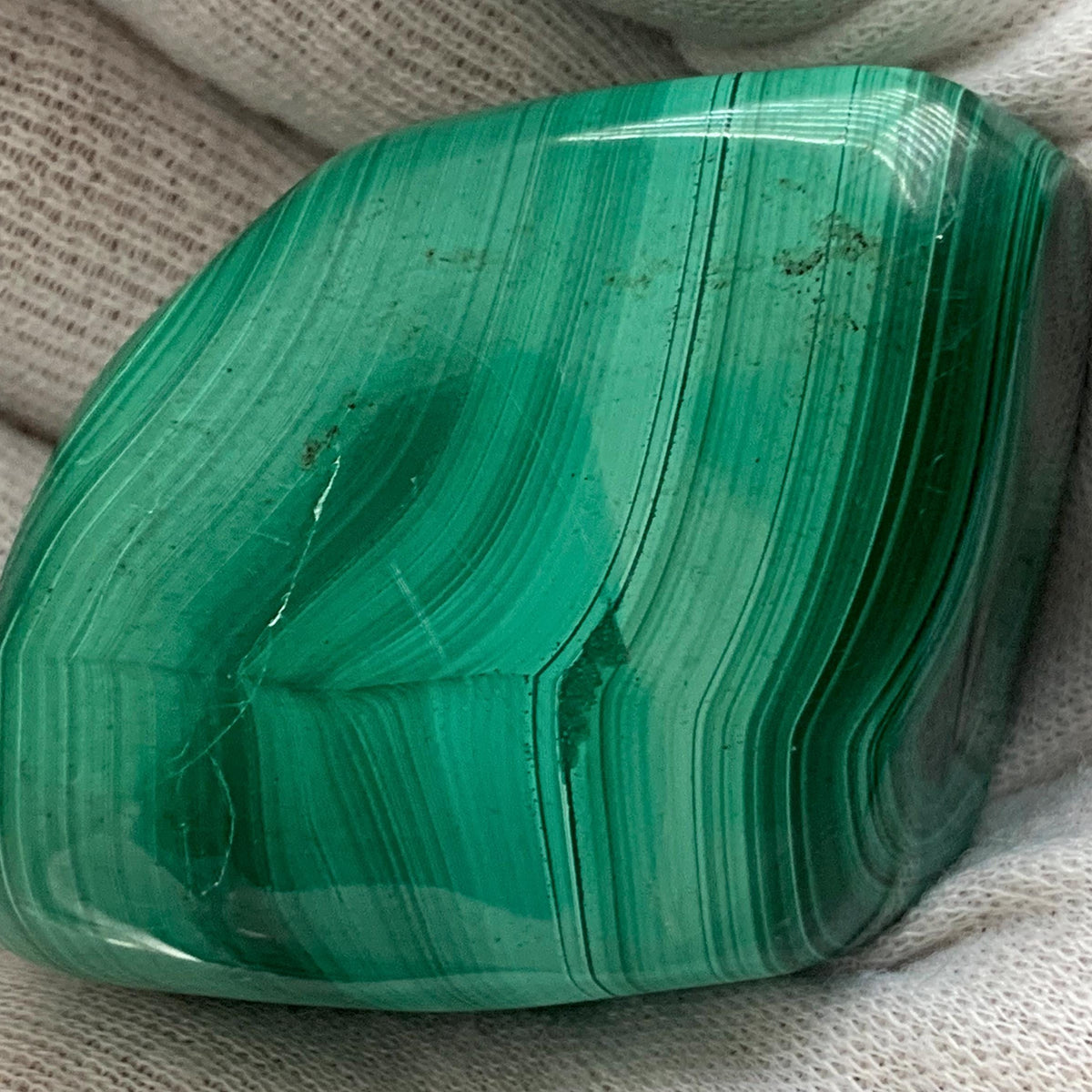 Banded green malachite stone