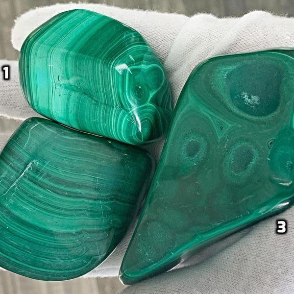 Banded green malachite stone