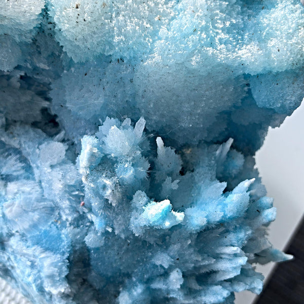 Blue aragonite stalactite cluster and acicular formation