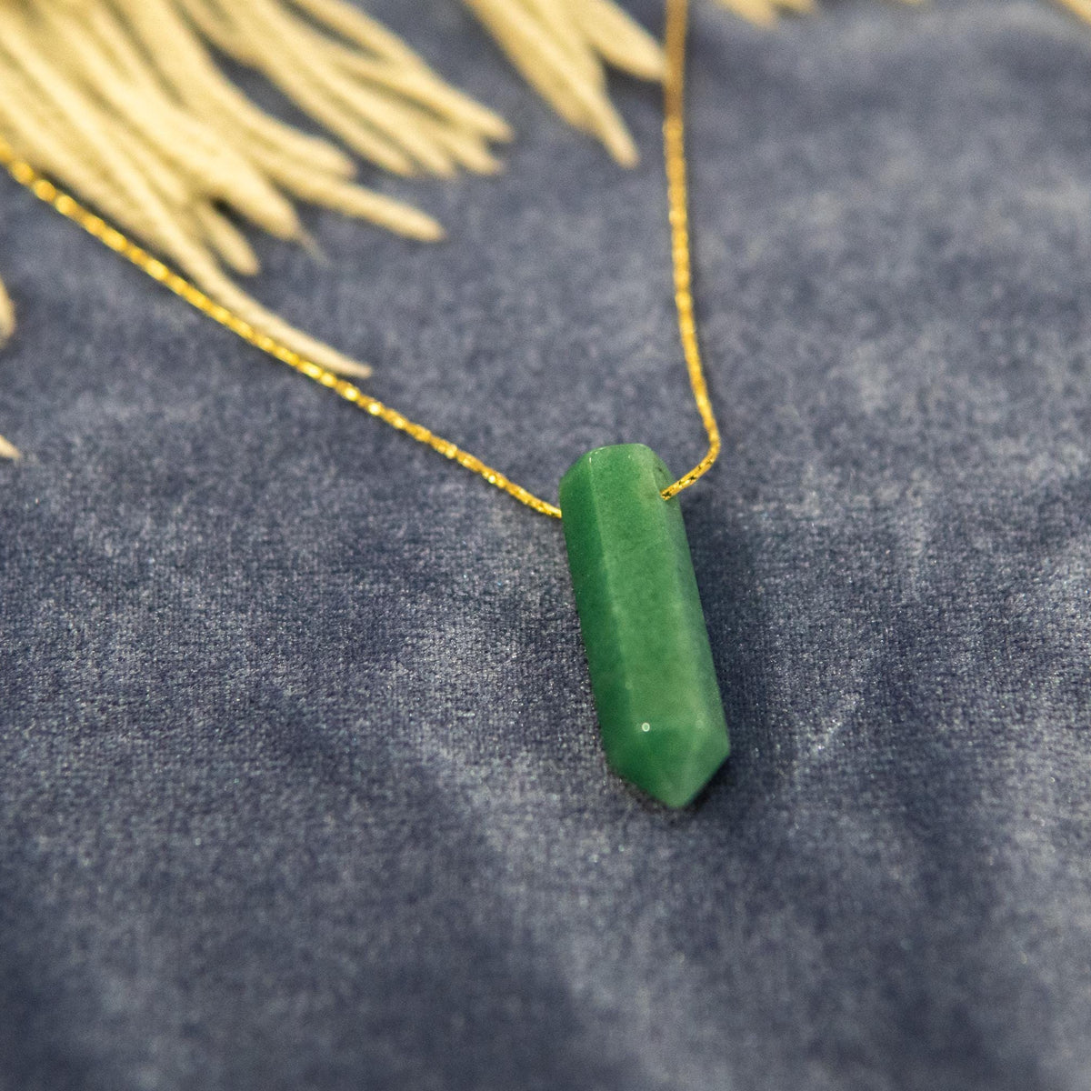 aventurine point pendant gold chain