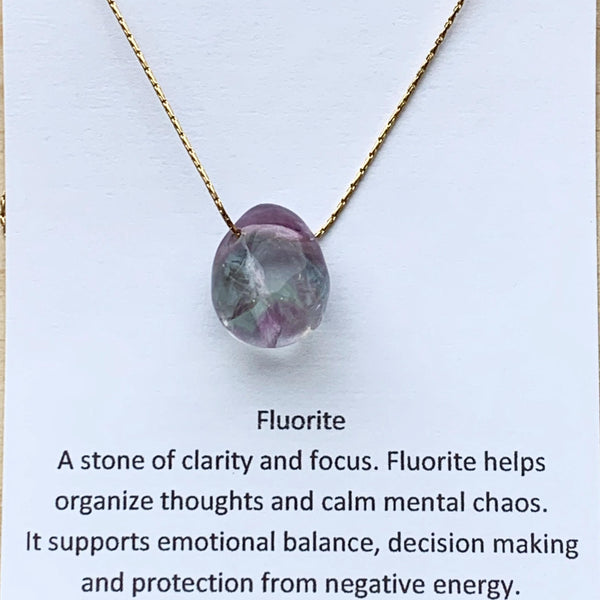 natural fluorite pendant necklace with chain