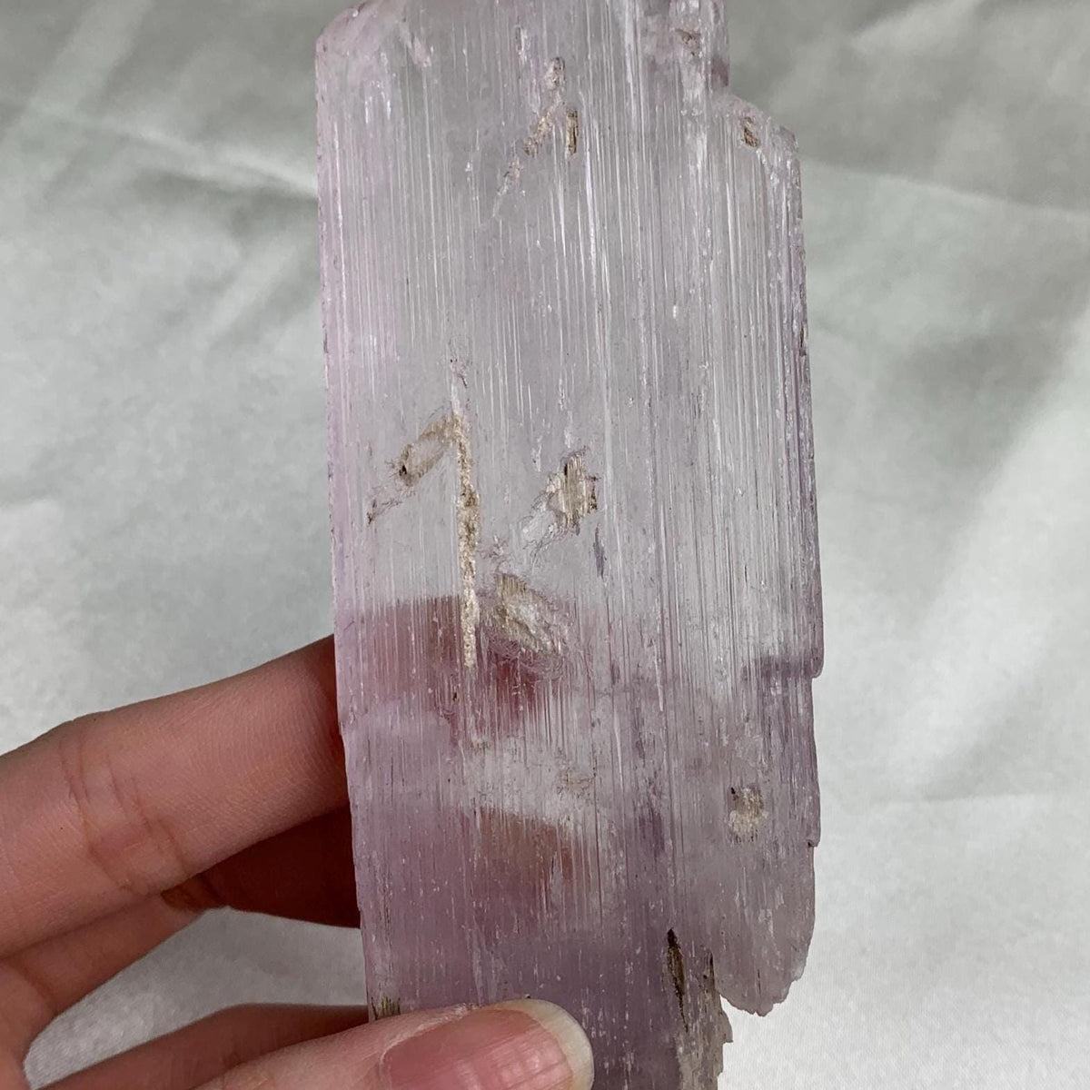 Tall pink kunzite crystal collector specimen