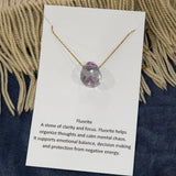 Fluorite Pendant Necklace | Healing Crystal Jewelry with Meaning Card