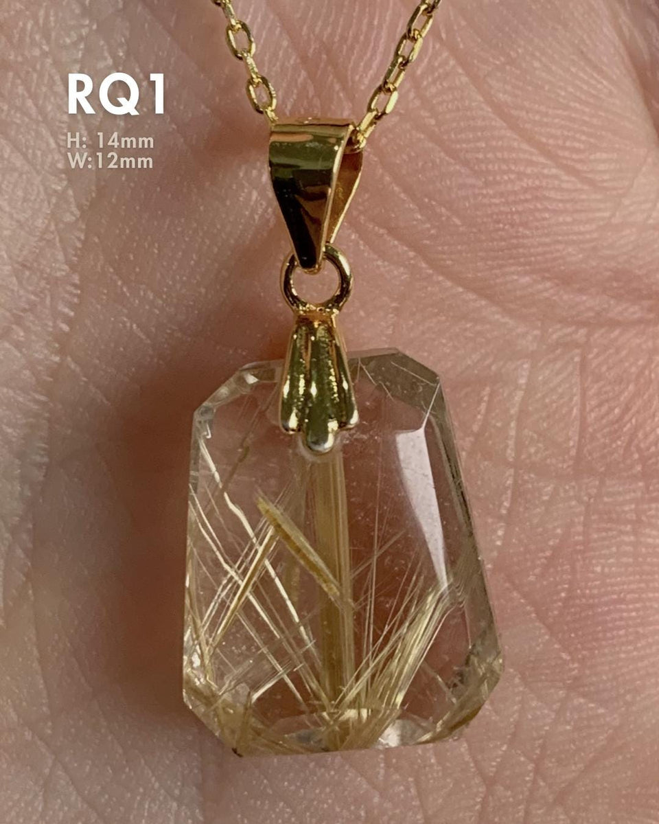 gold vermeil rutilated quartz necklace