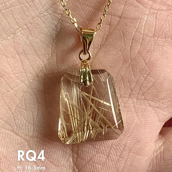 gold vermeil rutilated quartz necklace