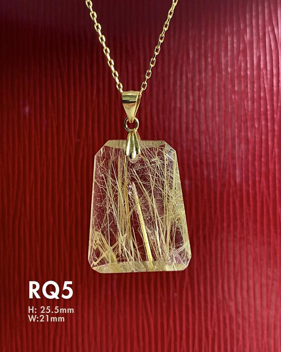 sterling silver rutile crystal pendant