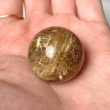 Natural rutilated quartz healing crystal sphere