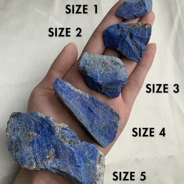 Raw Lapis crystals in various sizes