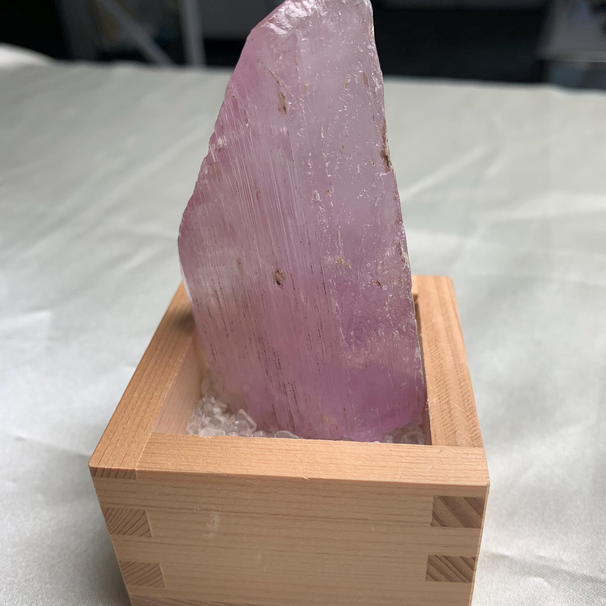 Pastel pink kunzite crystal mineral display specimen