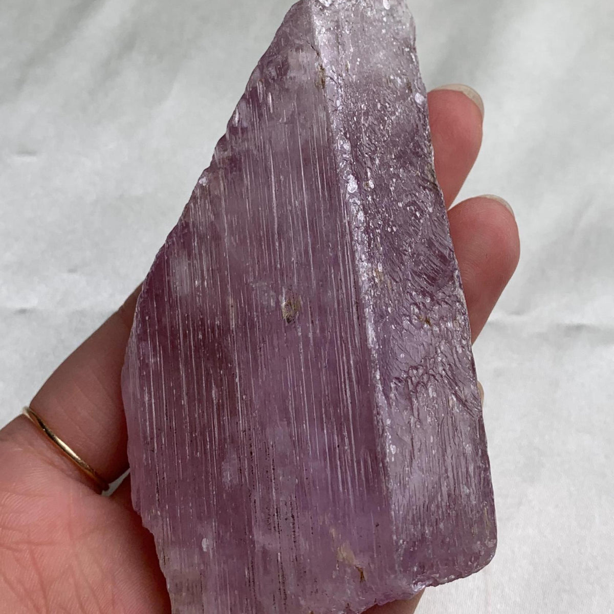 Natural pink kunzite crystal display specimen