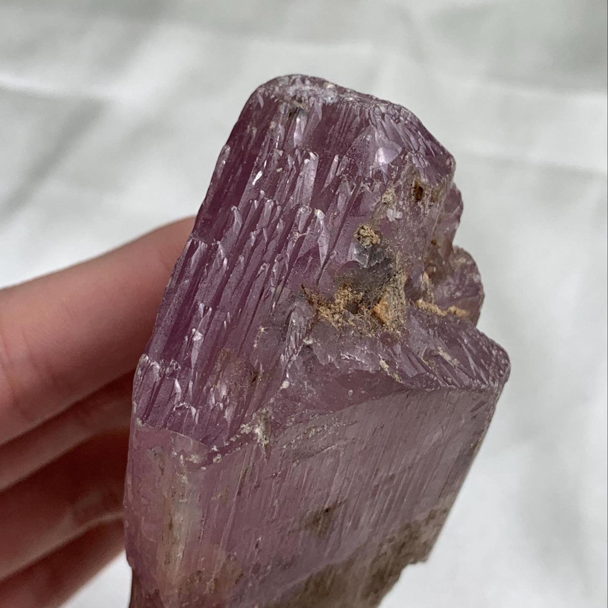 Natural Kunzite Crystal Textured Top