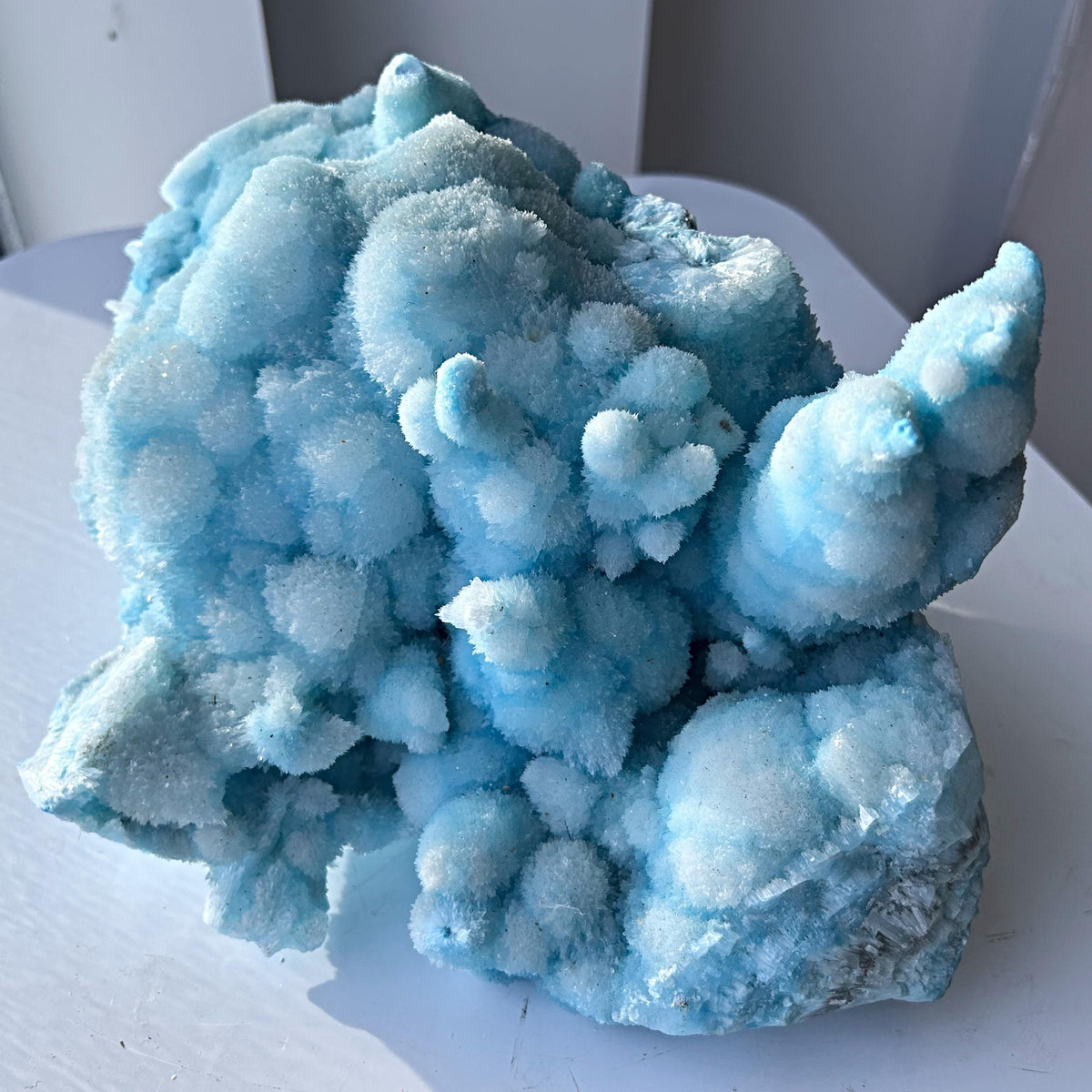 rare blue aragonite specimen from Wenshan China close detail
