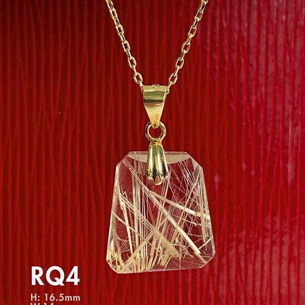 sterling silver rutile quartz pendant