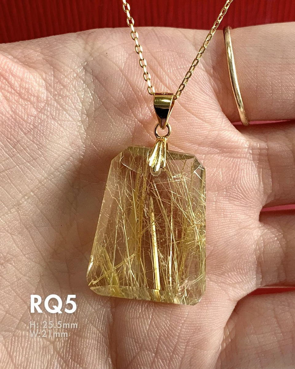 gold vermeil rutile quartz necklace