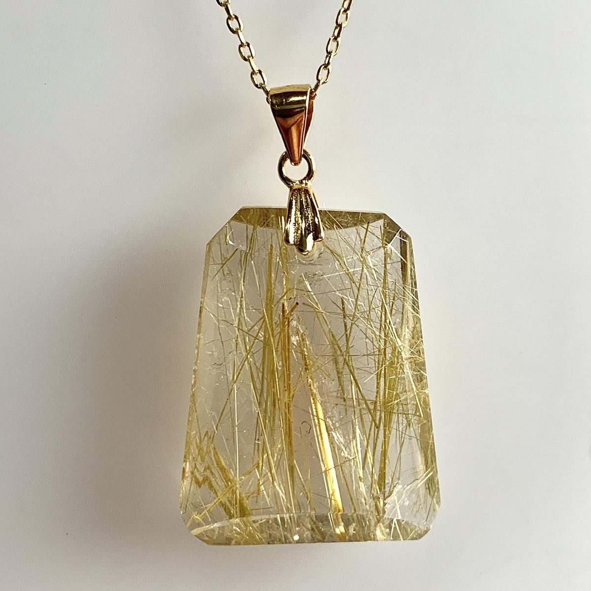 large rutilated quartz necklace
