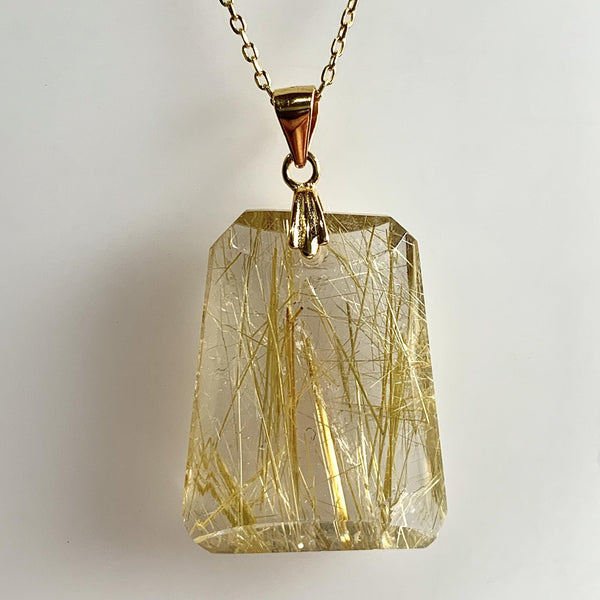 large rutilated quartz necklace