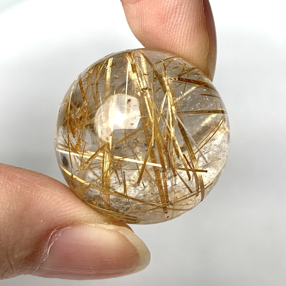 Natural golden rutile quartz sphere 22.5g crystal specimen