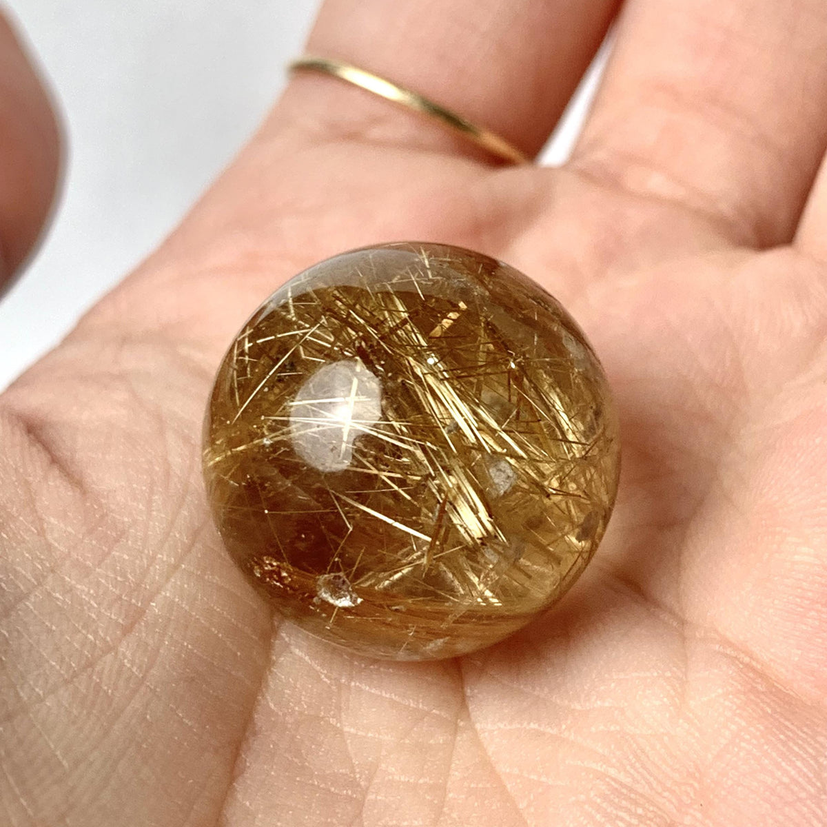 High grade golden rutile quartz sphere