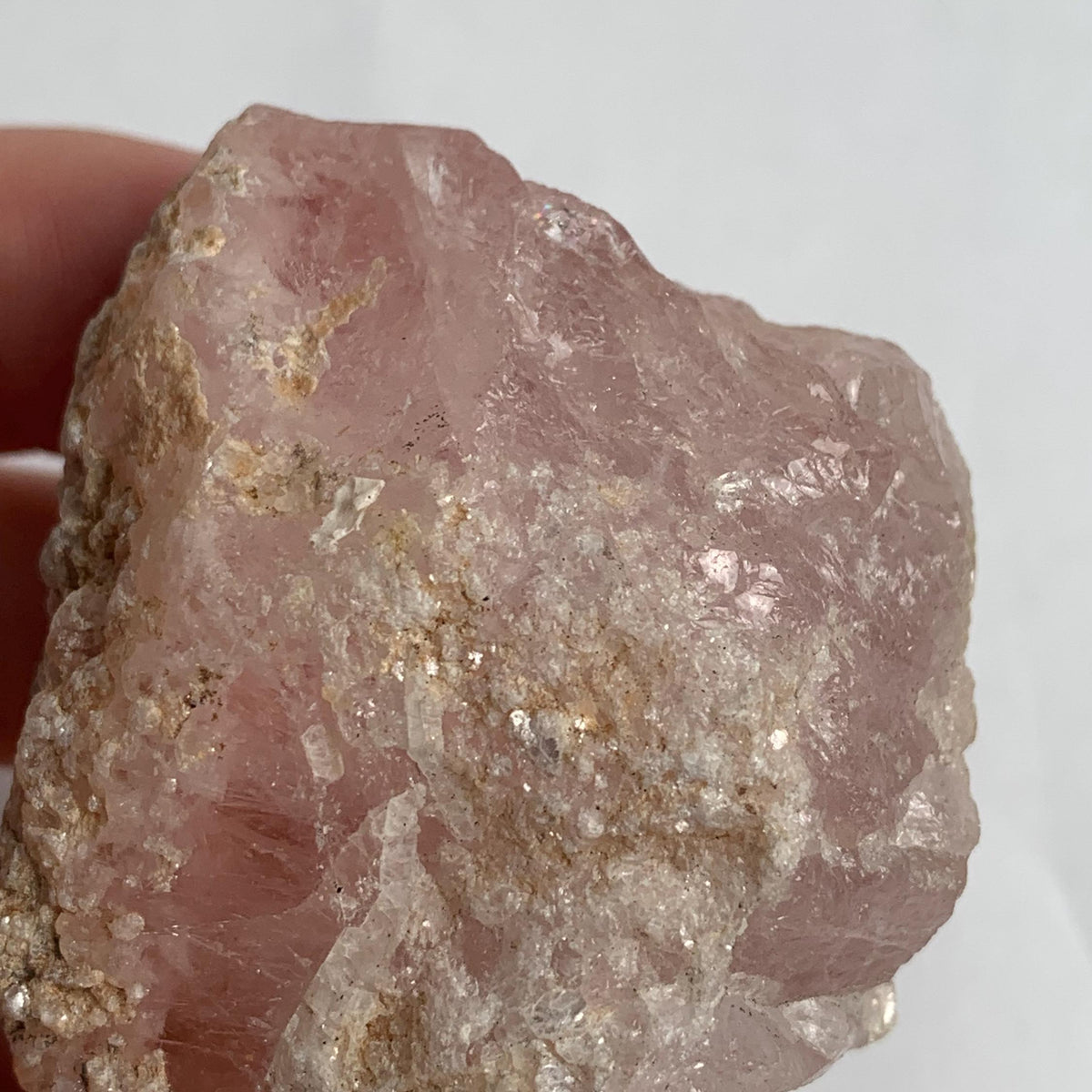 soft pink morganite mineral specimen with natural clarity
